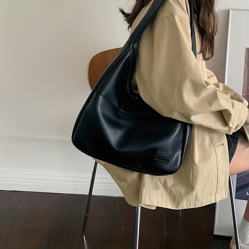 Premium Leather Hobo Bag  Classic Black Minimalist Design - Product detail 4