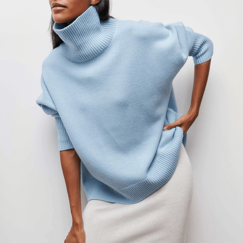 Luxe Turtleneck Sweater Soft Knit Ribbed Design - Product showcase