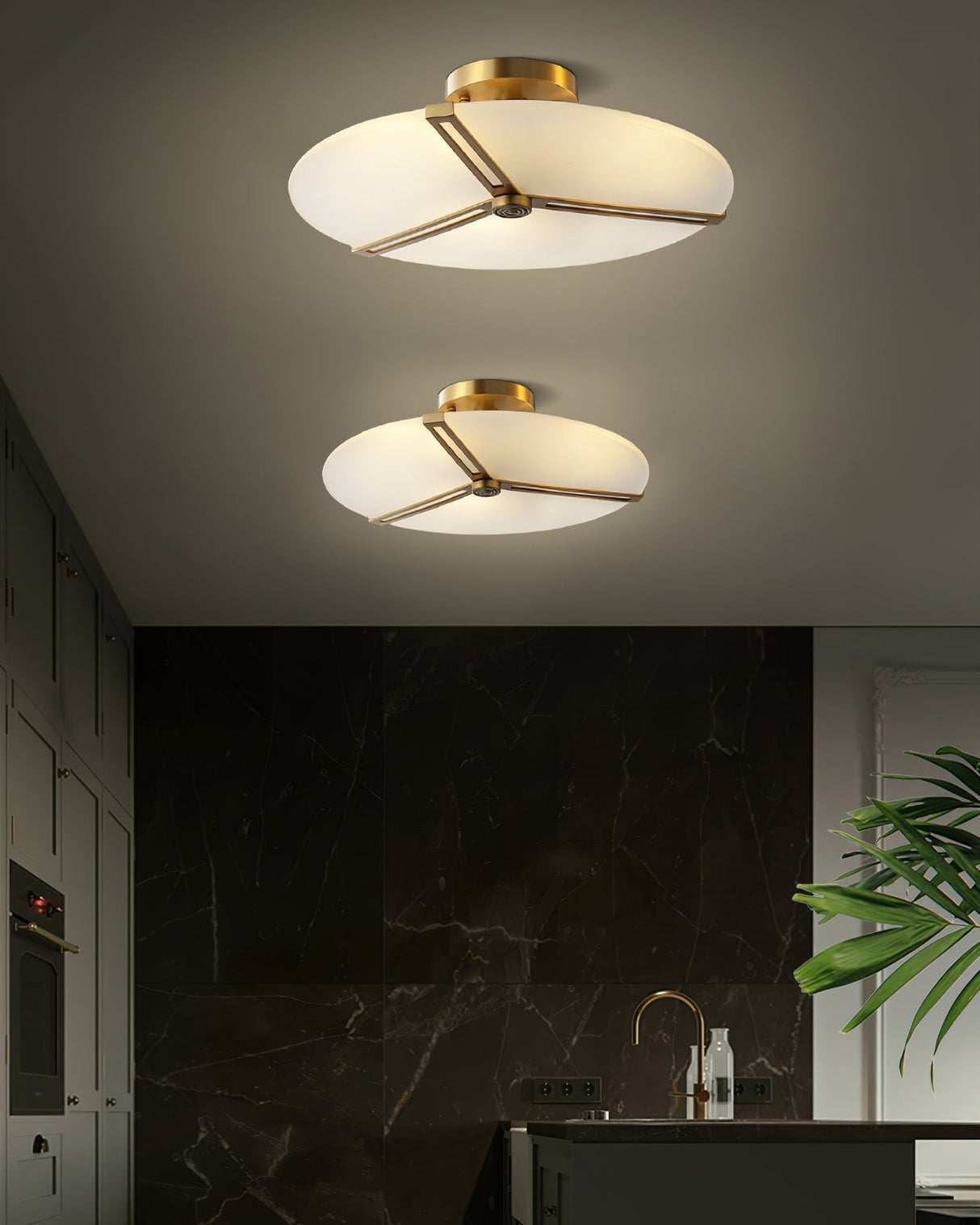 Modern Ceiling Light Glass Disc with Brass Frame - Product detail 6