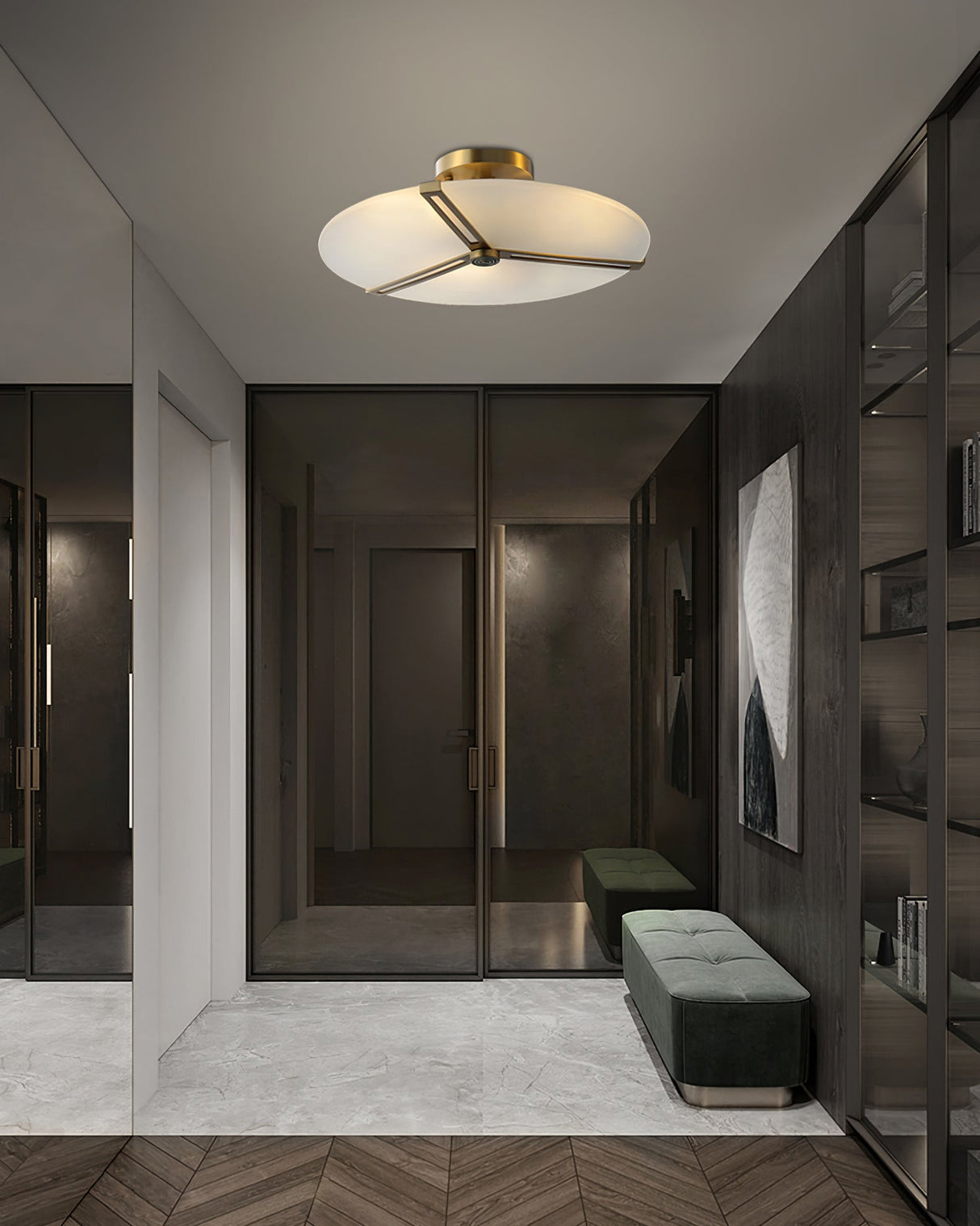 Modern Ceiling Light Glass Disc with Brass Frame - Product detail 9