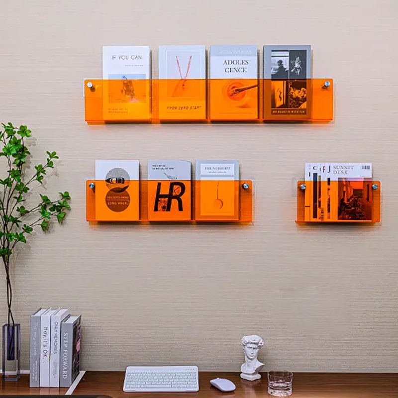 Acrylic Wall Magazine Rack Modern Floating Display Holder - Detailed view