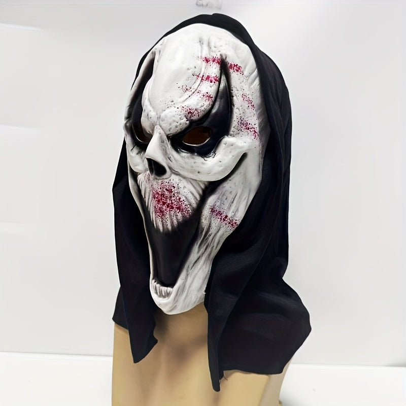 Halloween Skull Mask  Full Head Design with Hood - Detailed view