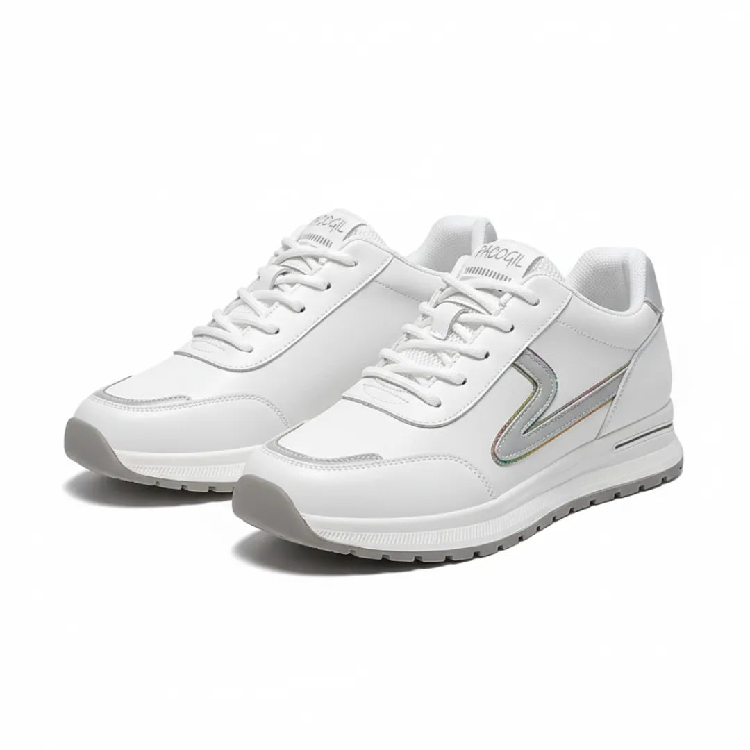 Womens White Sneakers Lightweight Microfiber Athletic Shoes - Product showcase