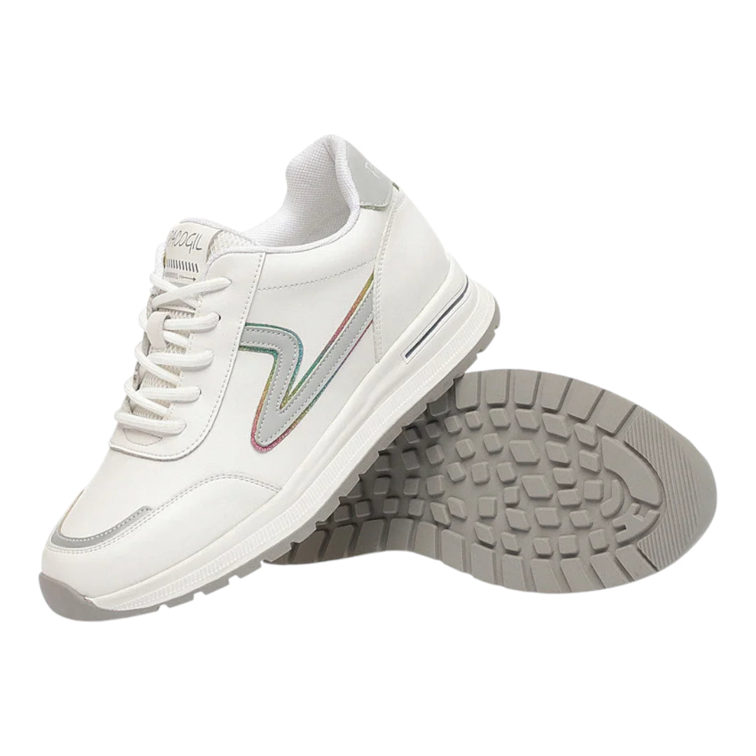 Womens White Sneakers Lightweight Microfiber Athletic Shoes - Detailed view