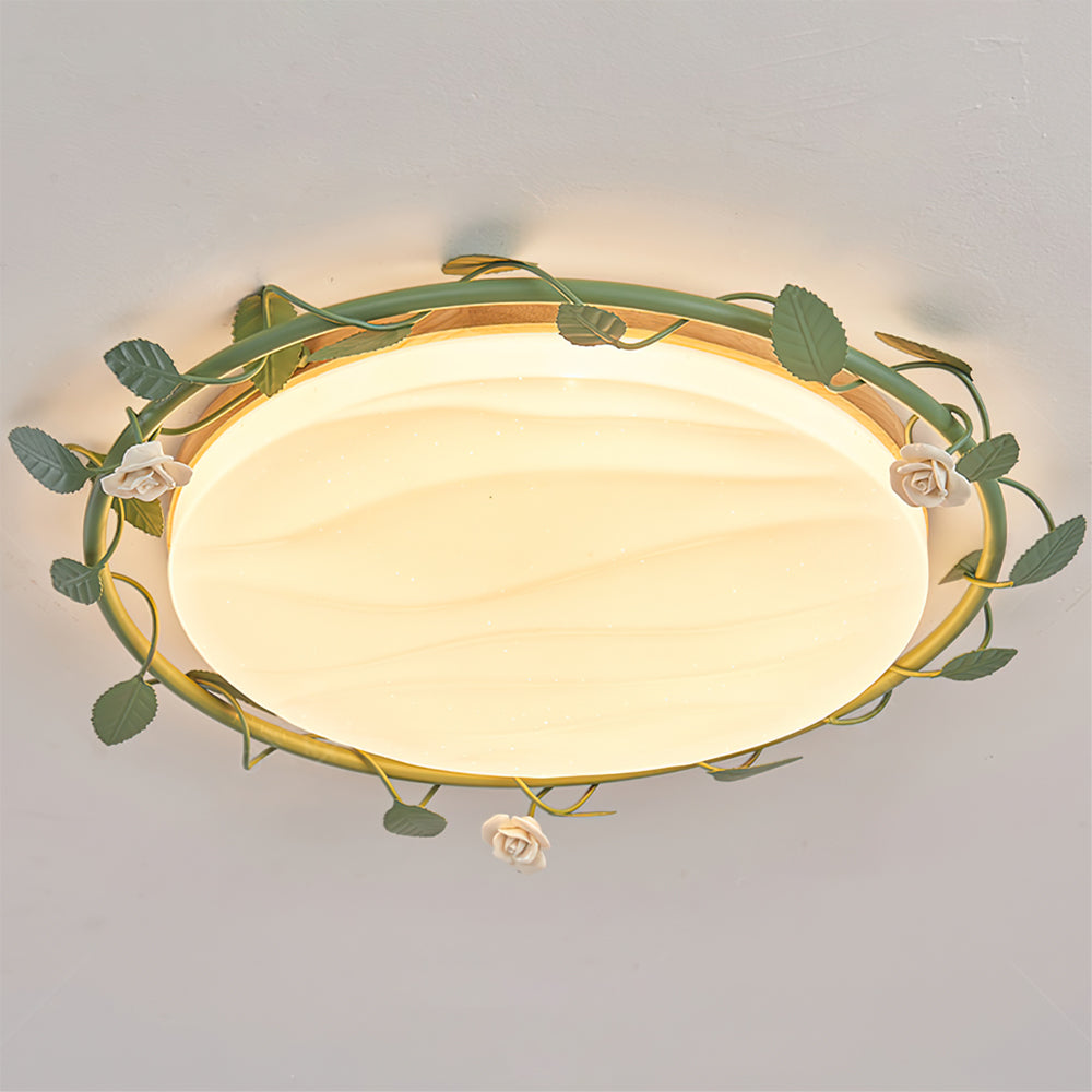 Floral Ceiling Light Rose Wreath Design with Green Accents - Product detail 12