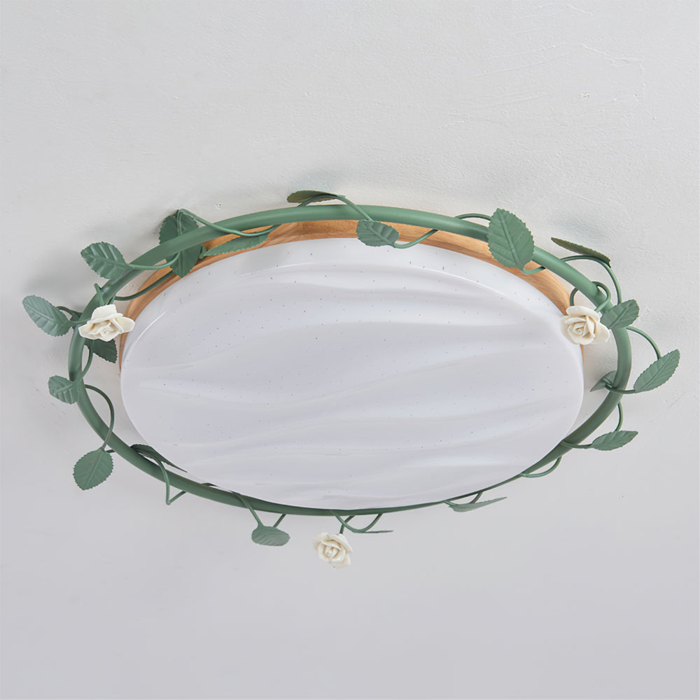 Floral Ceiling Light Rose Wreath Design with Green Accents - Product detail 15