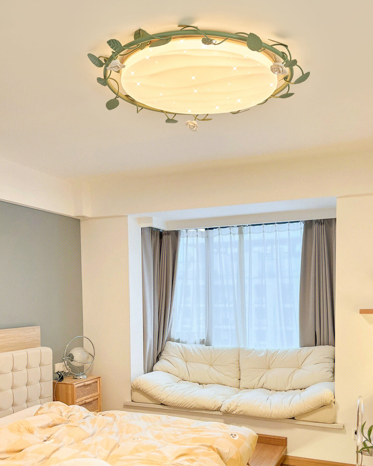 Floral Ceiling Light Rose Wreath Design with Green Accents - Product detail 6