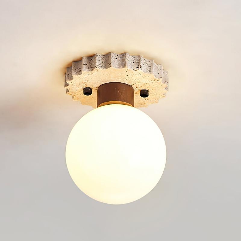 Modern Ceiling Light Travertine Glass Orb Design - Product detail 6