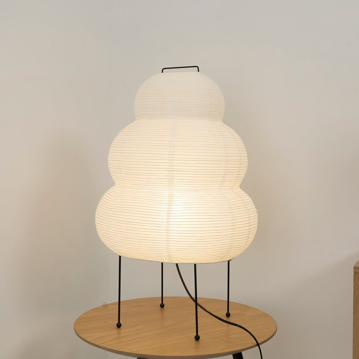 Japanese Paper Table Lamp Bamboo Frame Lantern Design - Detailed view