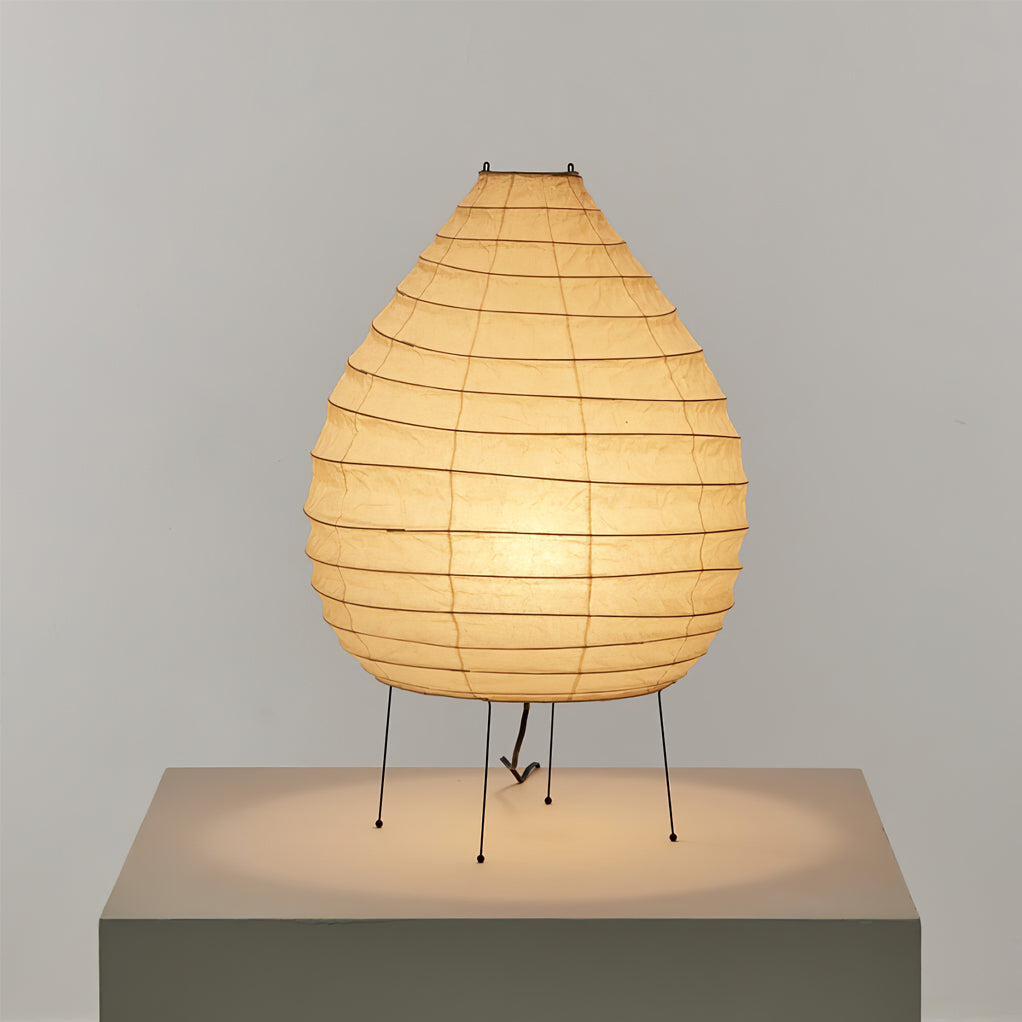 Japanese Paper Table Lamp Handcrafted Mulberry Design - Detailed view