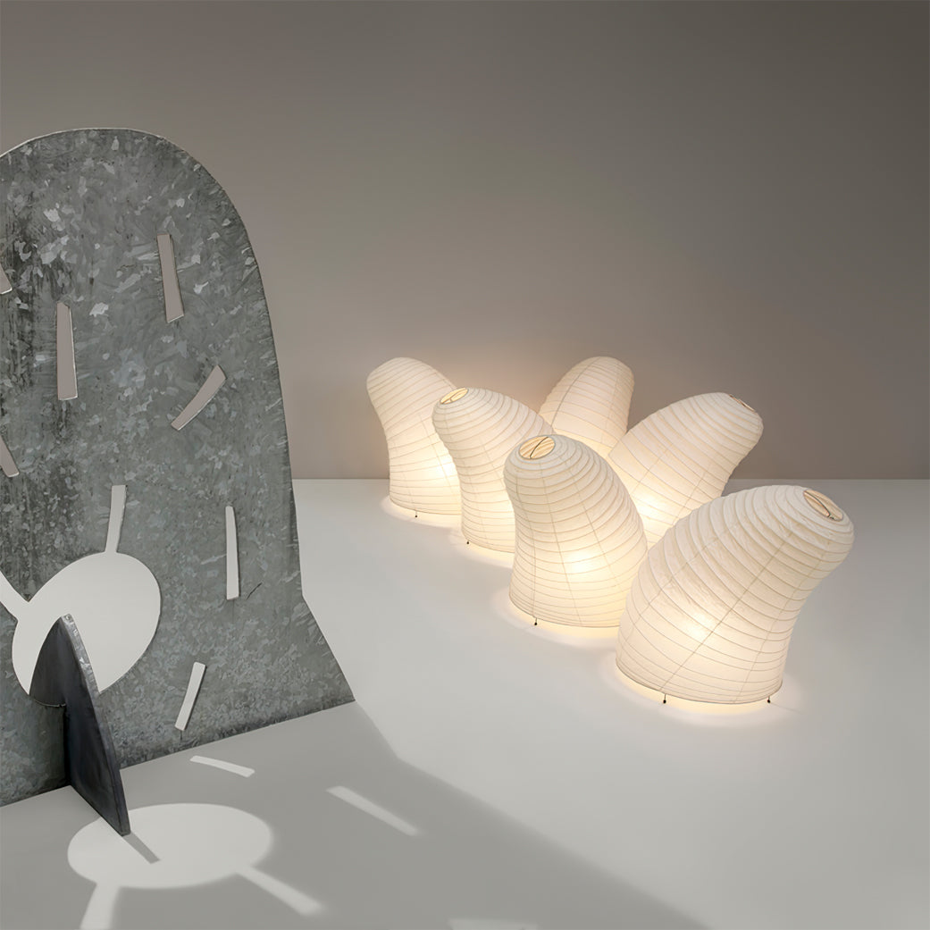 Japanese Paper Table Lamp Organic Sculptural Design - Detailed view