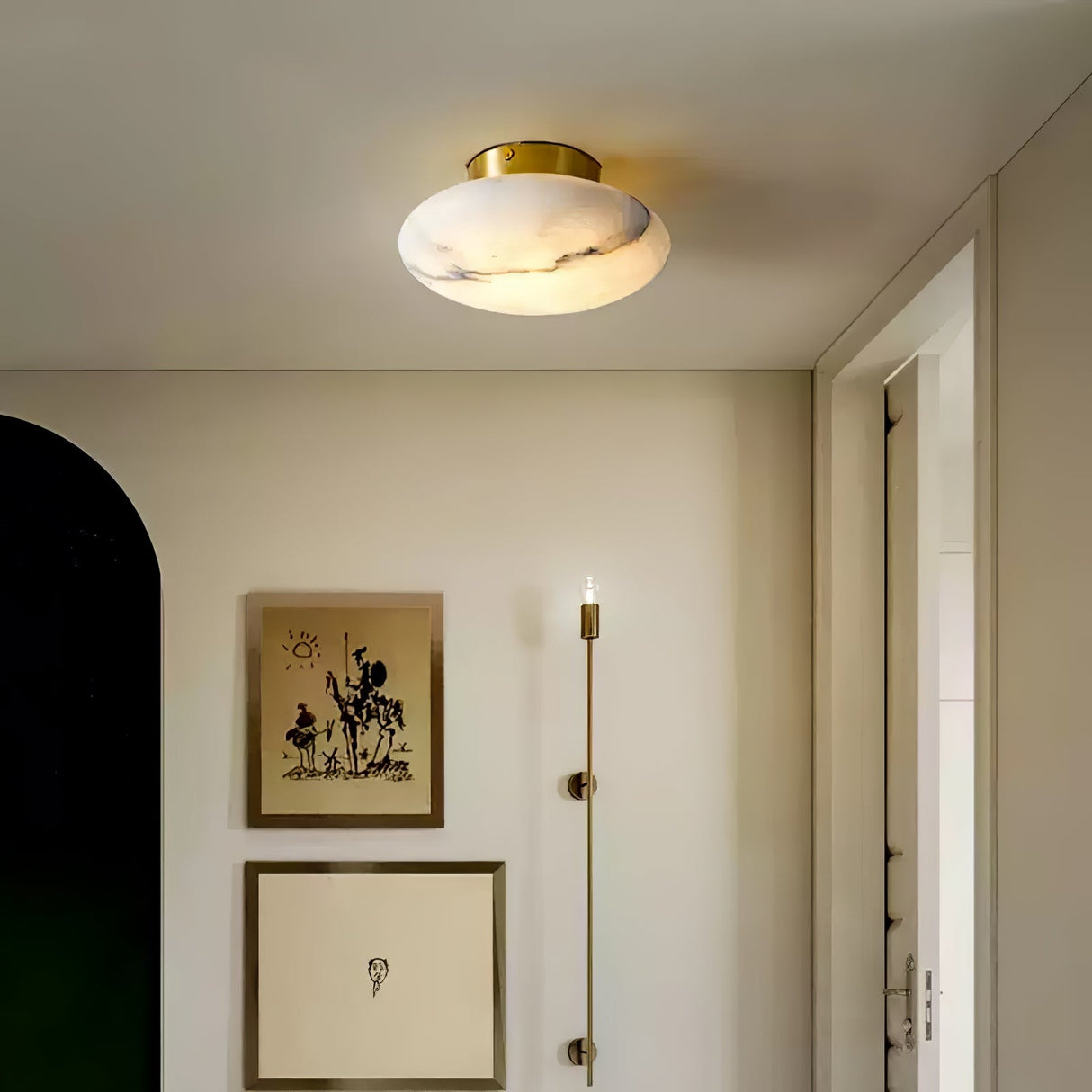 Alabaster Ceiling Light Oval Natural Stone Fixture - Product example