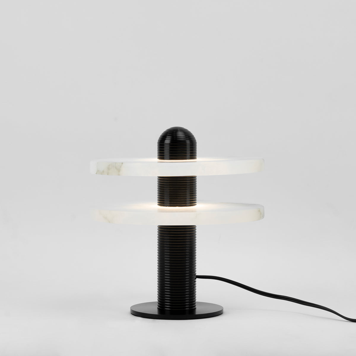 Modern Alabaster Table Lamp Dual Ring Design - Detailed view