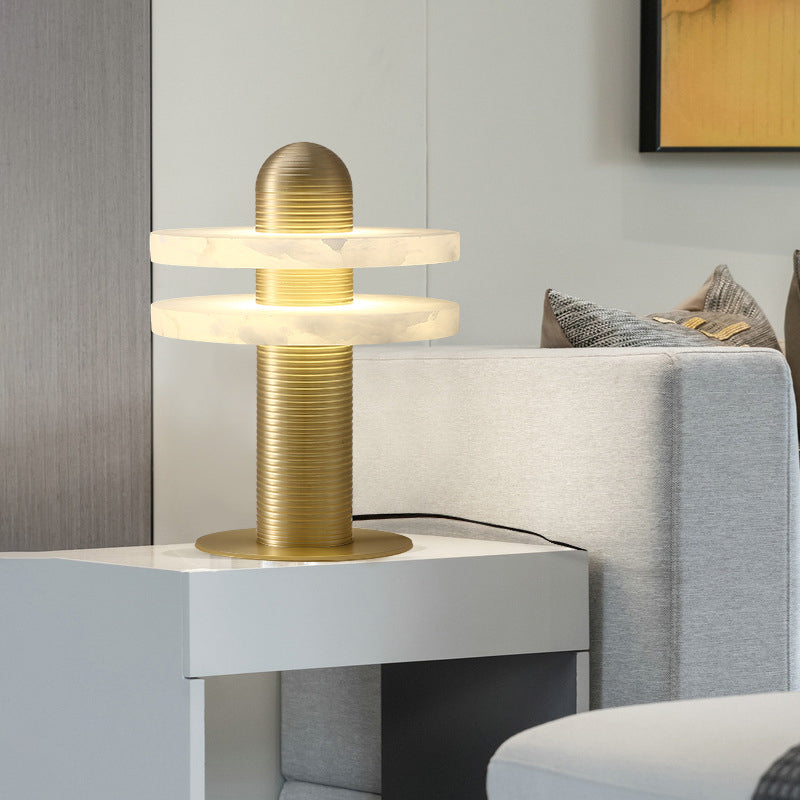 Modern Alabaster Table Lamp Dual Ring Design - Product detail 7