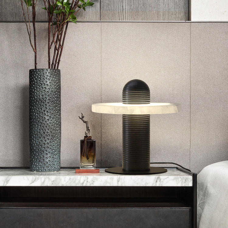 Modern Alabaster Table Lamp Dual Ring Design - Product detail 8