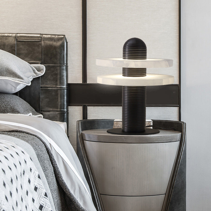 Modern Alabaster Table Lamp Dual Ring Design - Product detail 9