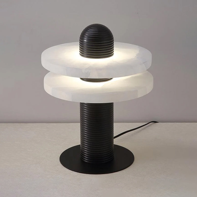 Modern Alabaster Table Lamp Dual Ring Design - Product detail 16