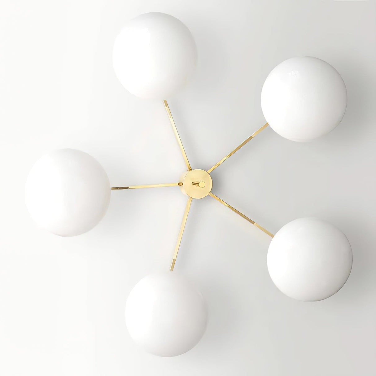 Modern Ceiling Light Brass Arms White Glass Shades - Product detail 38