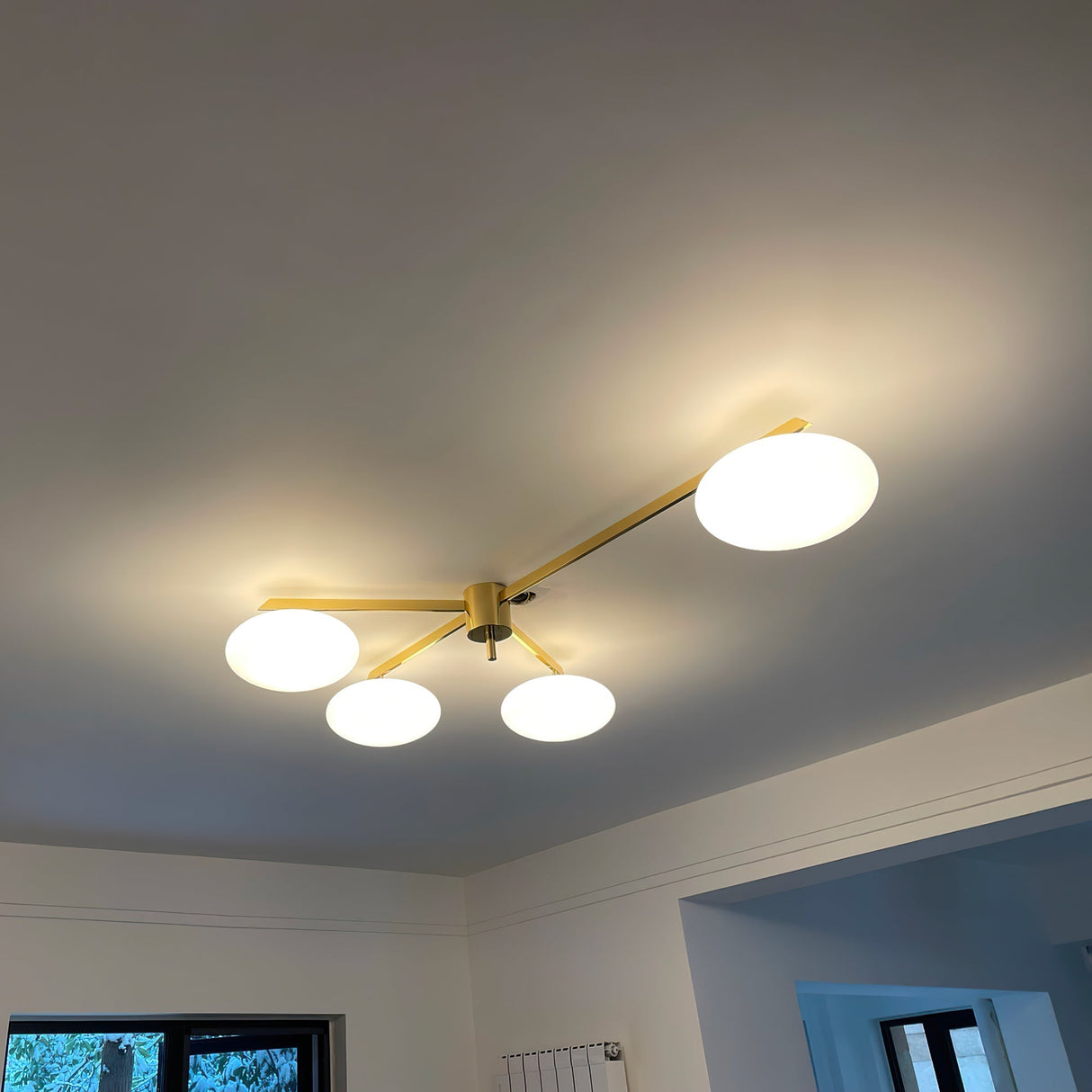 Modern Ceiling Light Brass Arms White Glass Shades - Product detail 21