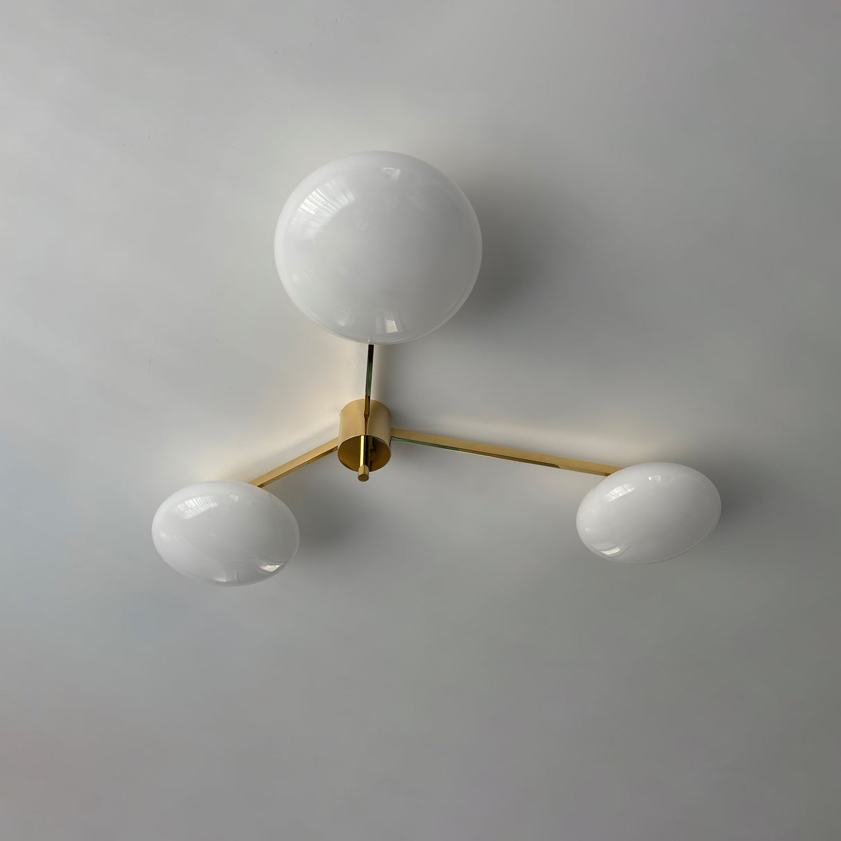 Modern Ceiling Light Brass Arms White Glass Shades - Product detail 22