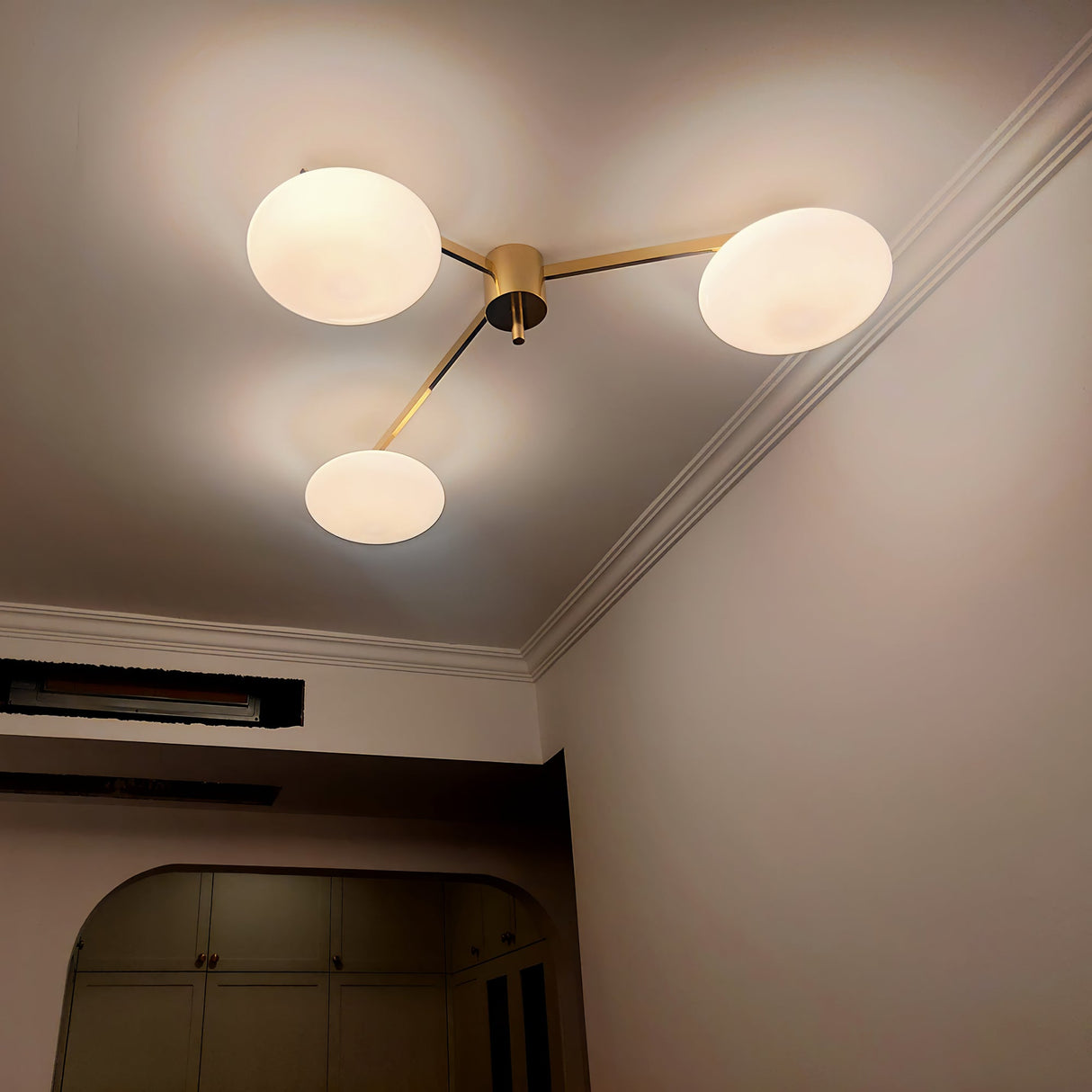 Modern Ceiling Light Brass Arms White Glass Shades - Product detail 23
