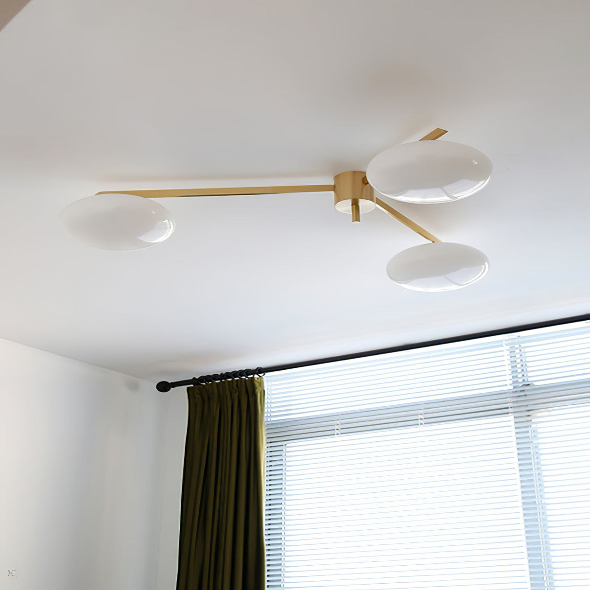 Modern Ceiling Light Brass Arms White Glass Shades - Product detail 26
