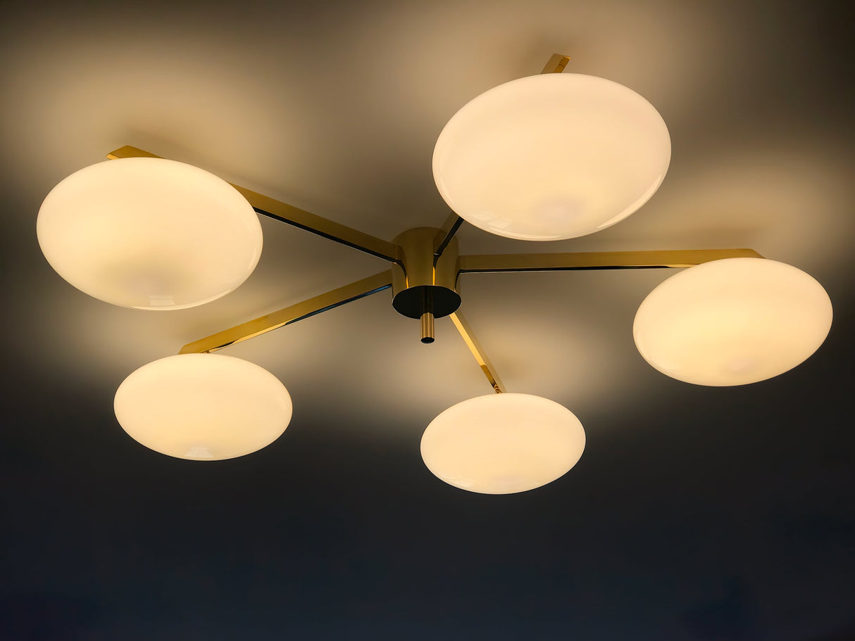 Modern Ceiling Light Brass Arms White Glass Shades - Product detail 30