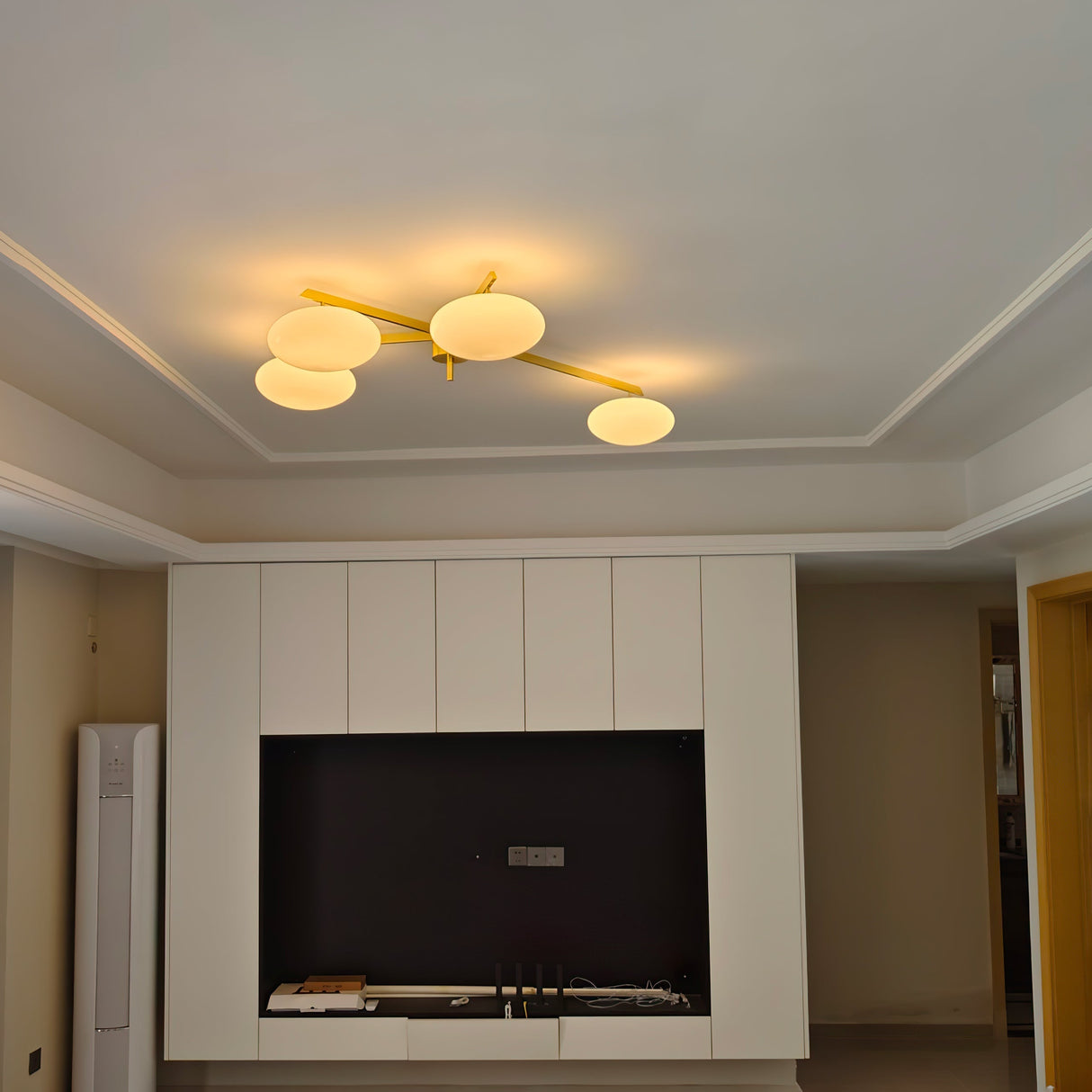 Modern Ceiling Light Brass Arms White Glass Shades - Product detail 33