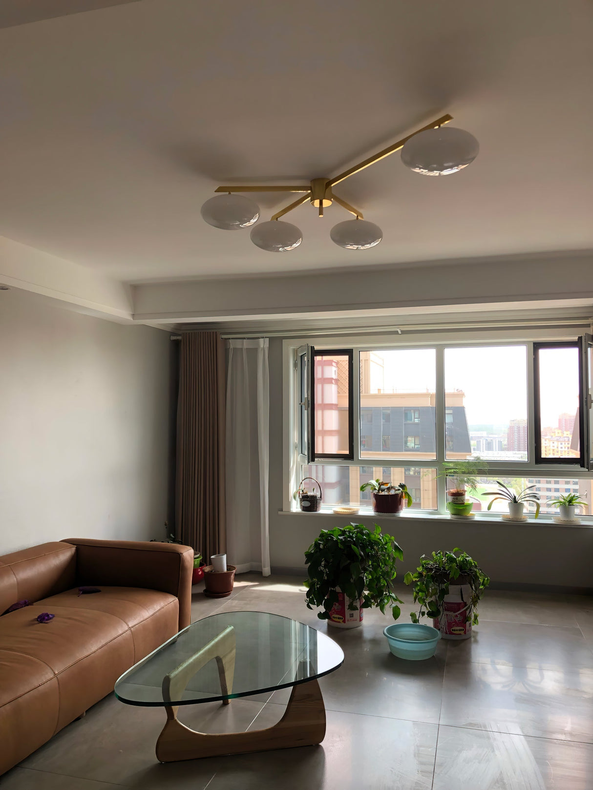 Modern Ceiling Light Brass Arms White Glass Shades - Product detail 20