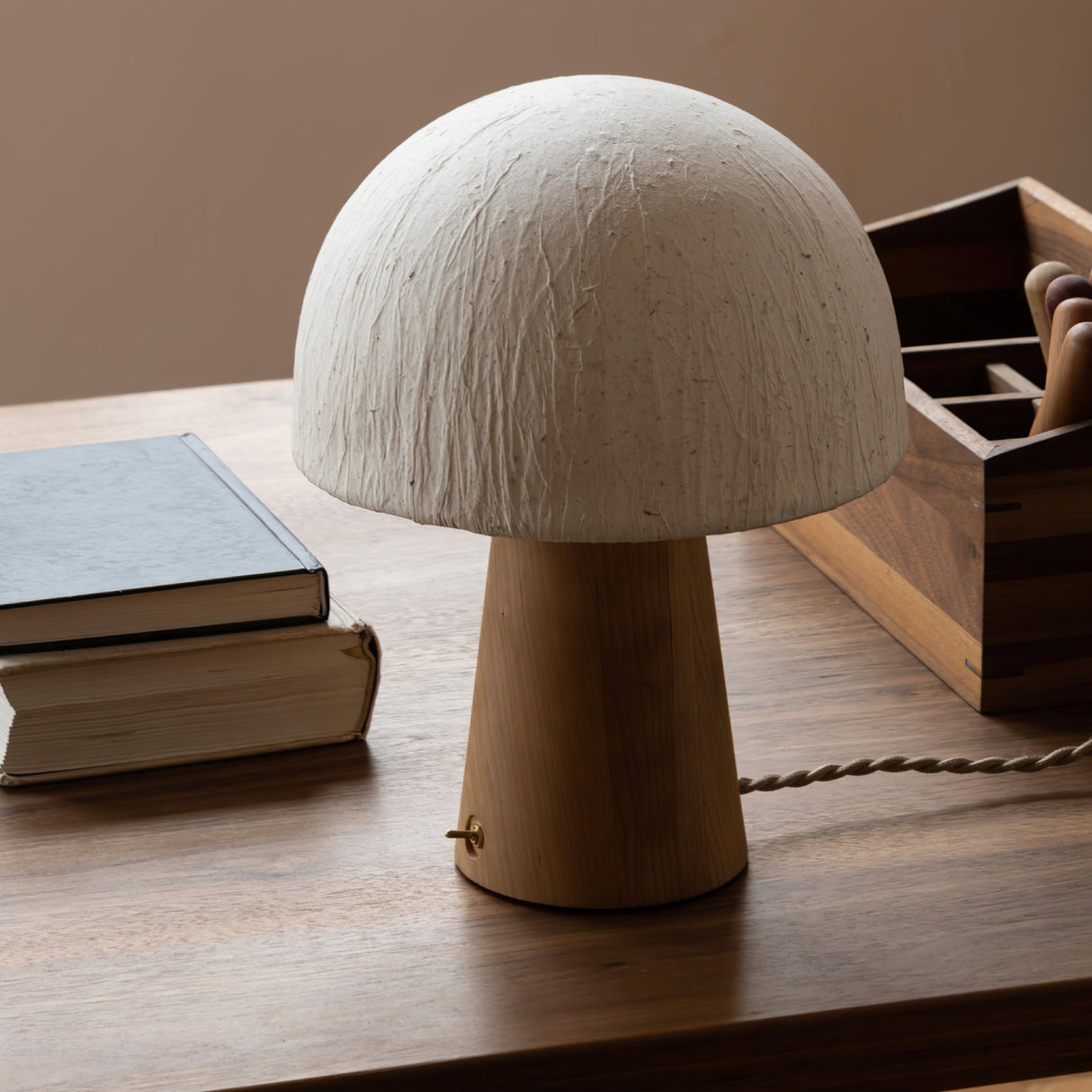 Minimalist Table Lamp Paper Shade Wood Base Design - Product detail 8