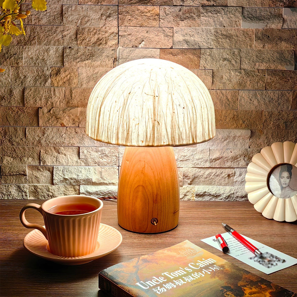 Minimalist Table Lamp Paper Shade Wood Base Design - Product detail 14