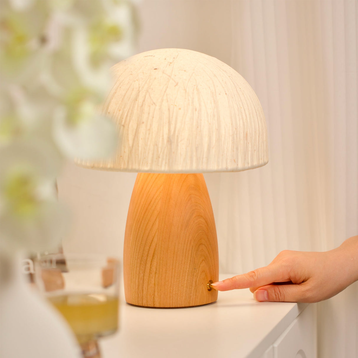 Minimalist Table Lamp Paper Shade Wood Base Design - Product example