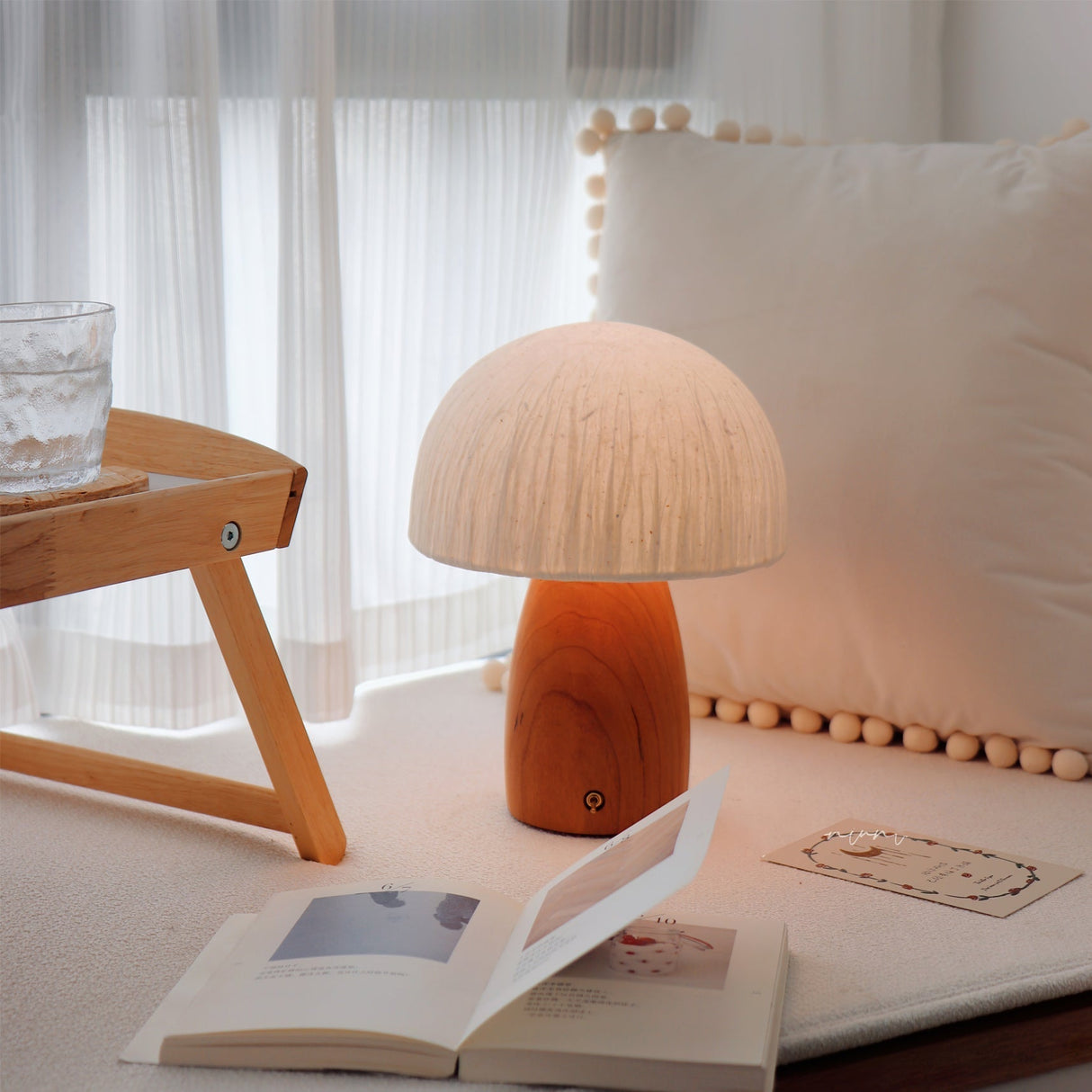 Minimalist Table Lamp Paper Shade Wood Base Design - Product detail 4