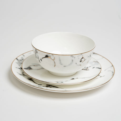 Marble Dining Plate  White Stone Gold Rim Design - Product detail 9