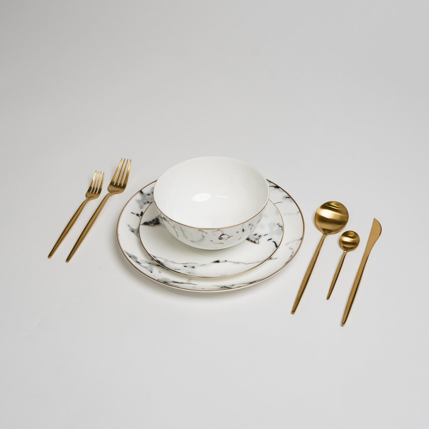 Marble Dining Plate  White Stone Gold Rim Design - Product detail 6