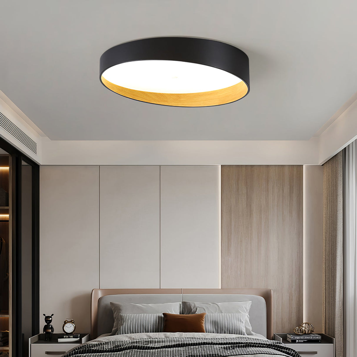 Modern LED Ceiling Light Grey Metal Wood Accent - Product detail 22