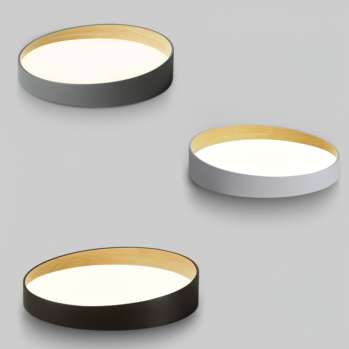 Modern LED Ceiling Light Grey Metal Wood Accent - Product detail 23