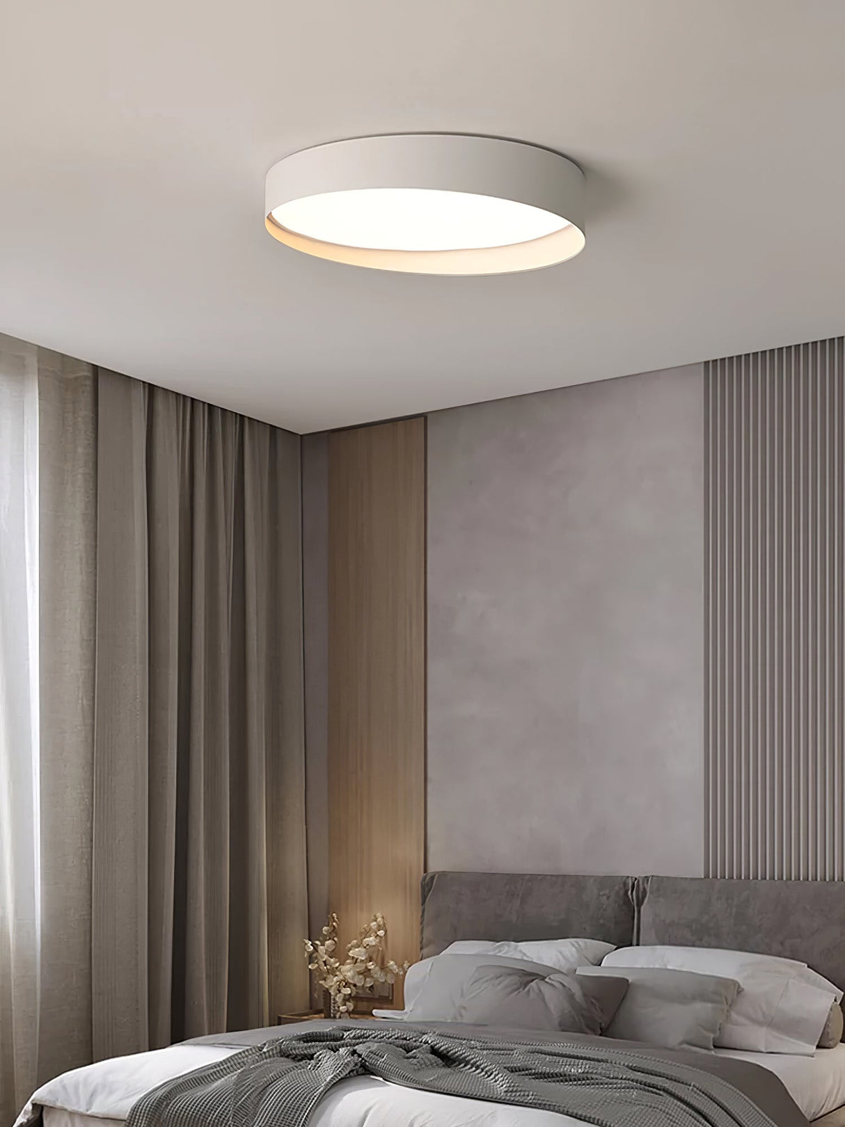 Modern LED Ceiling Light Grey Metal Wood Accent - Product detail 18