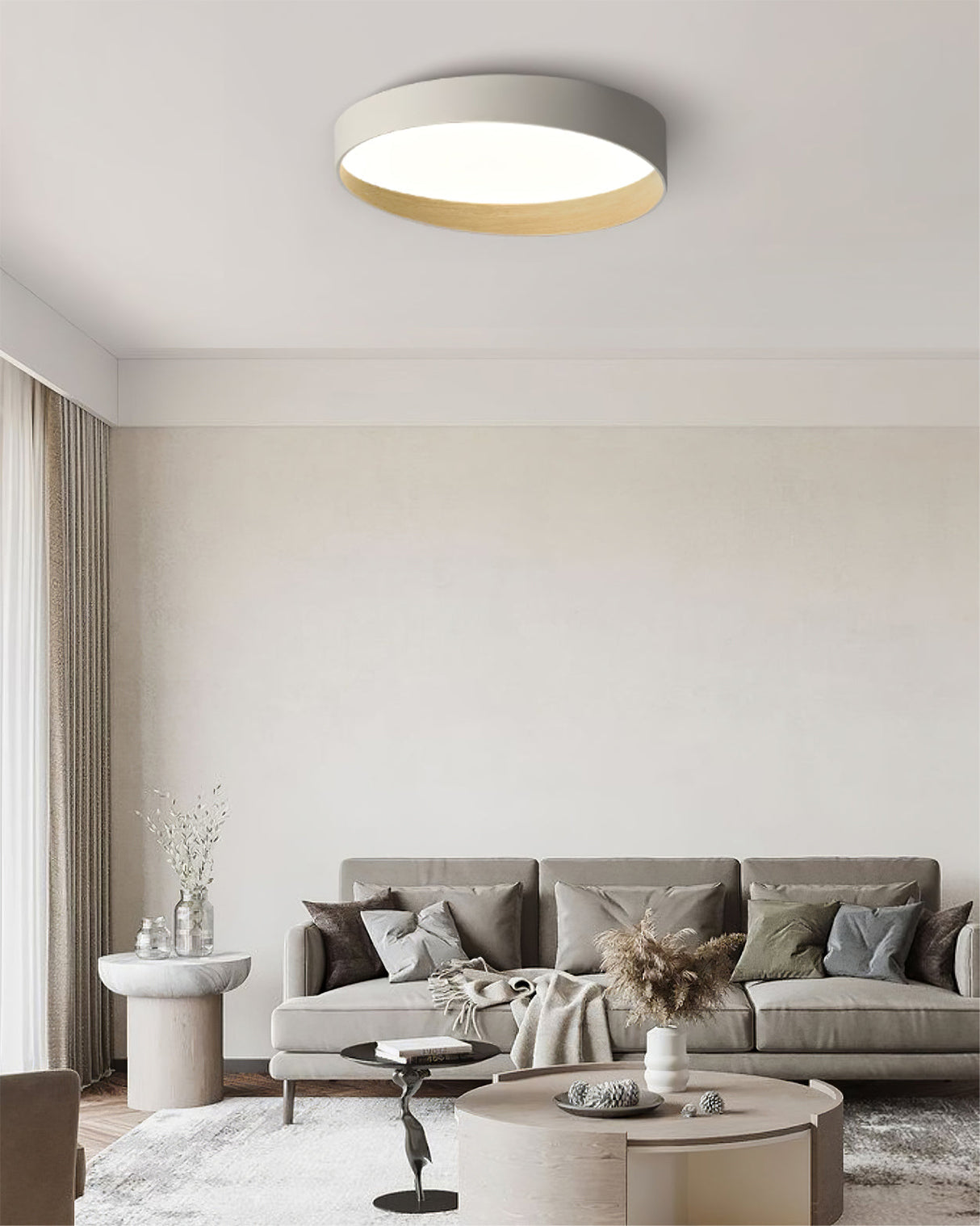Modern LED Ceiling Light Grey Metal Wood Accent - Product detail 16