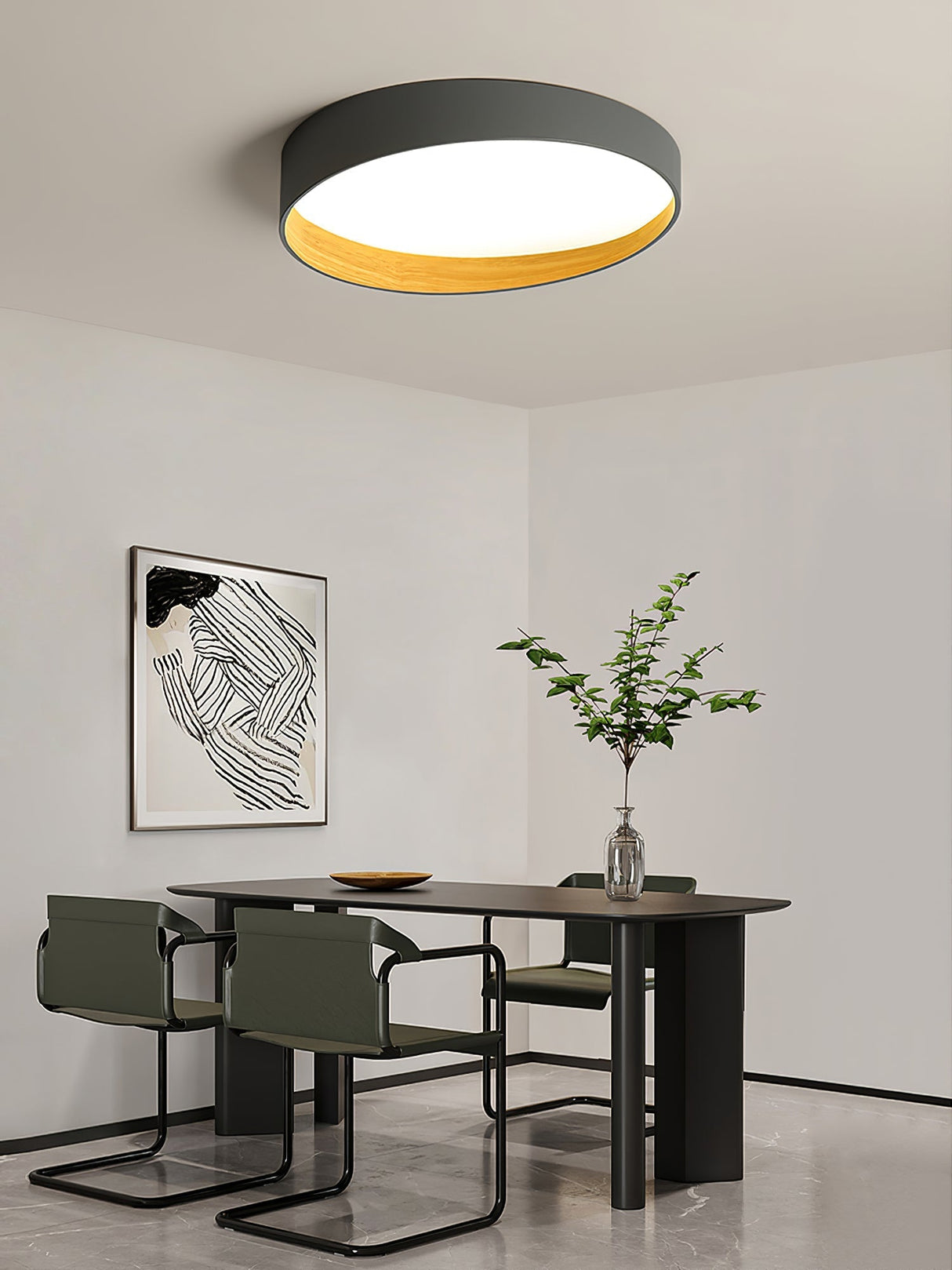 Modern LED Ceiling Light Grey Metal Wood Accent - Product detail 7
