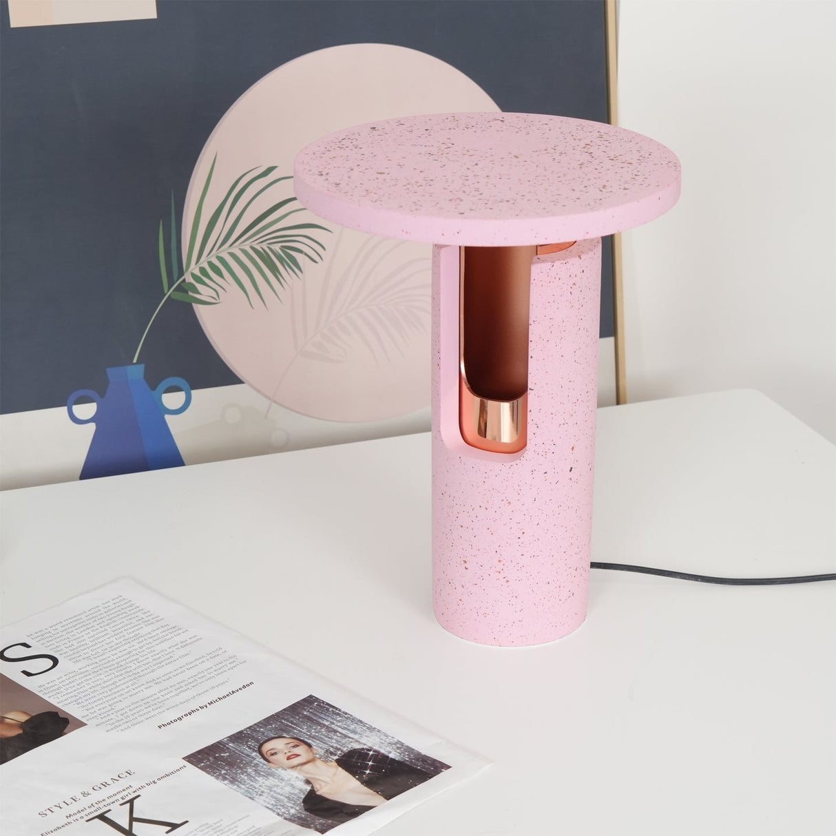 Modern Terrazzo Table Lamp Amber Glow Design - Product detail 4