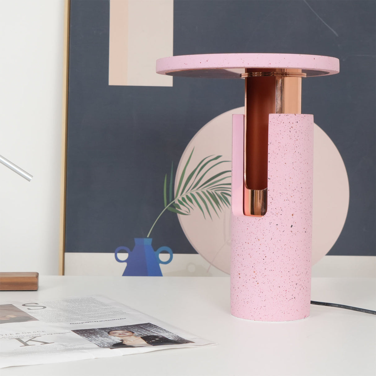 Modern Terrazzo Table Lamp Amber Glow Design - Product detail 8