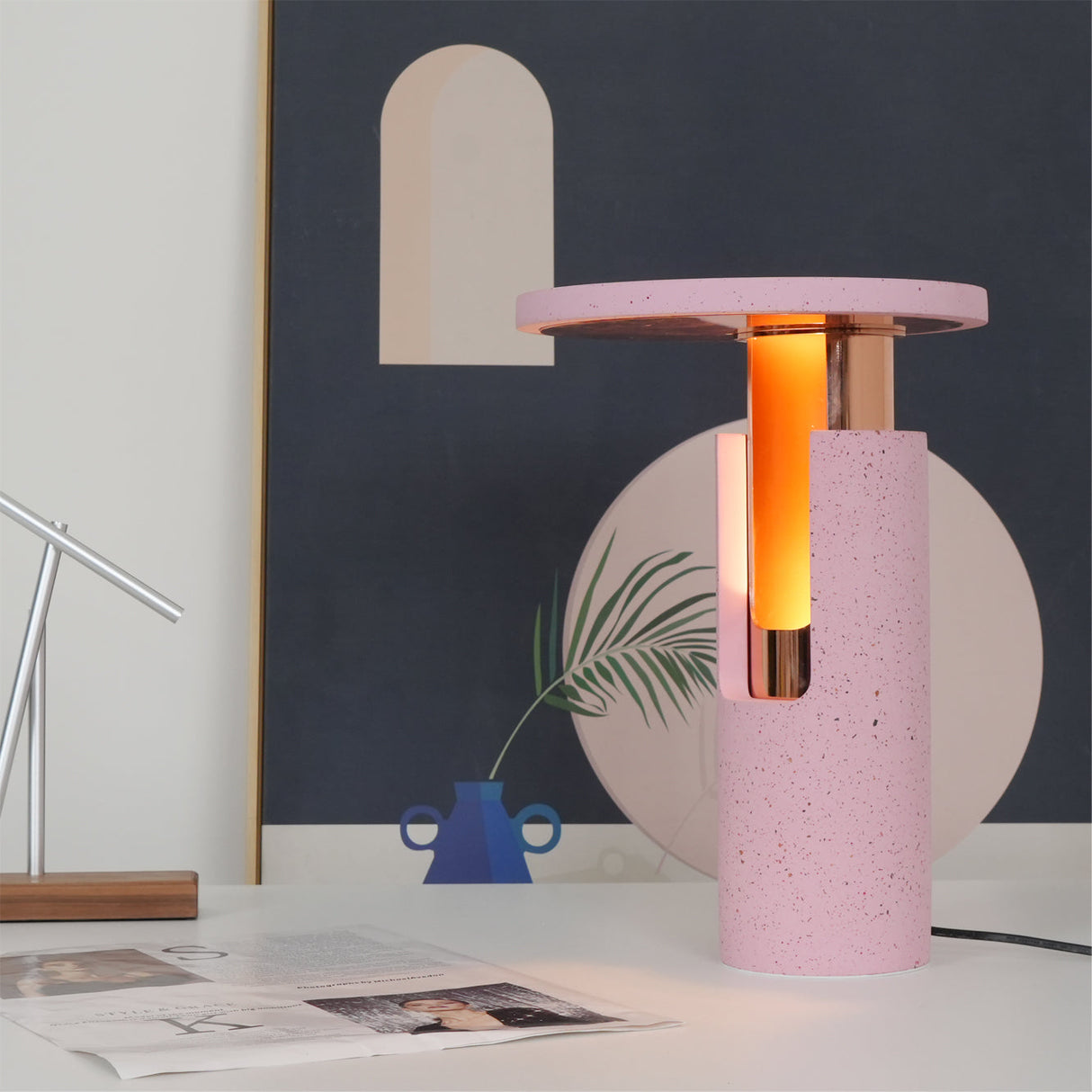 Modern Terrazzo Table Lamp Amber Glow Design - Product detail 9