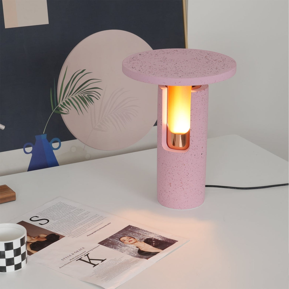 Modern Terrazzo Table Lamp Amber Glow Design - Product example