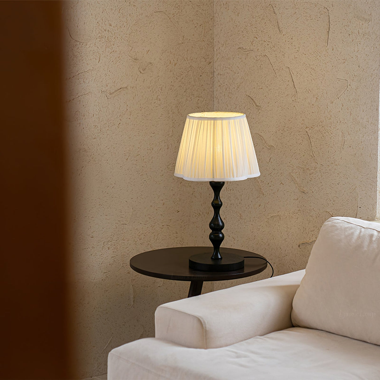 Classic Table Lamp Twisted Wood Base Pleated Shade - Product detail 6