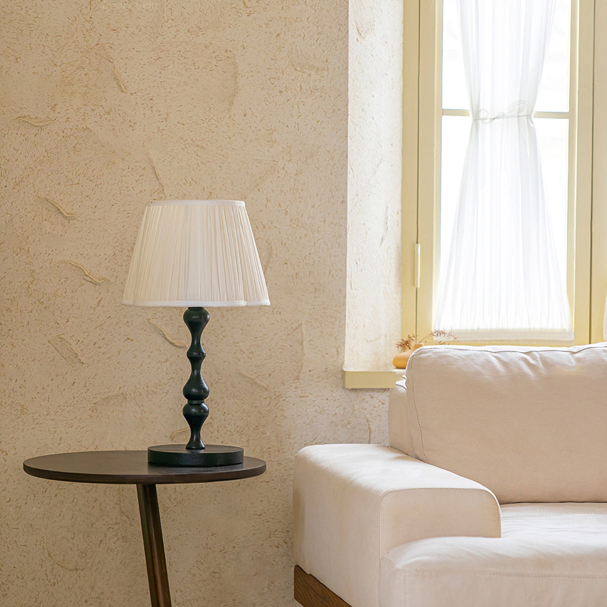 Classic Table Lamp Twisted Wood Base Pleated Shade - Product detail 7