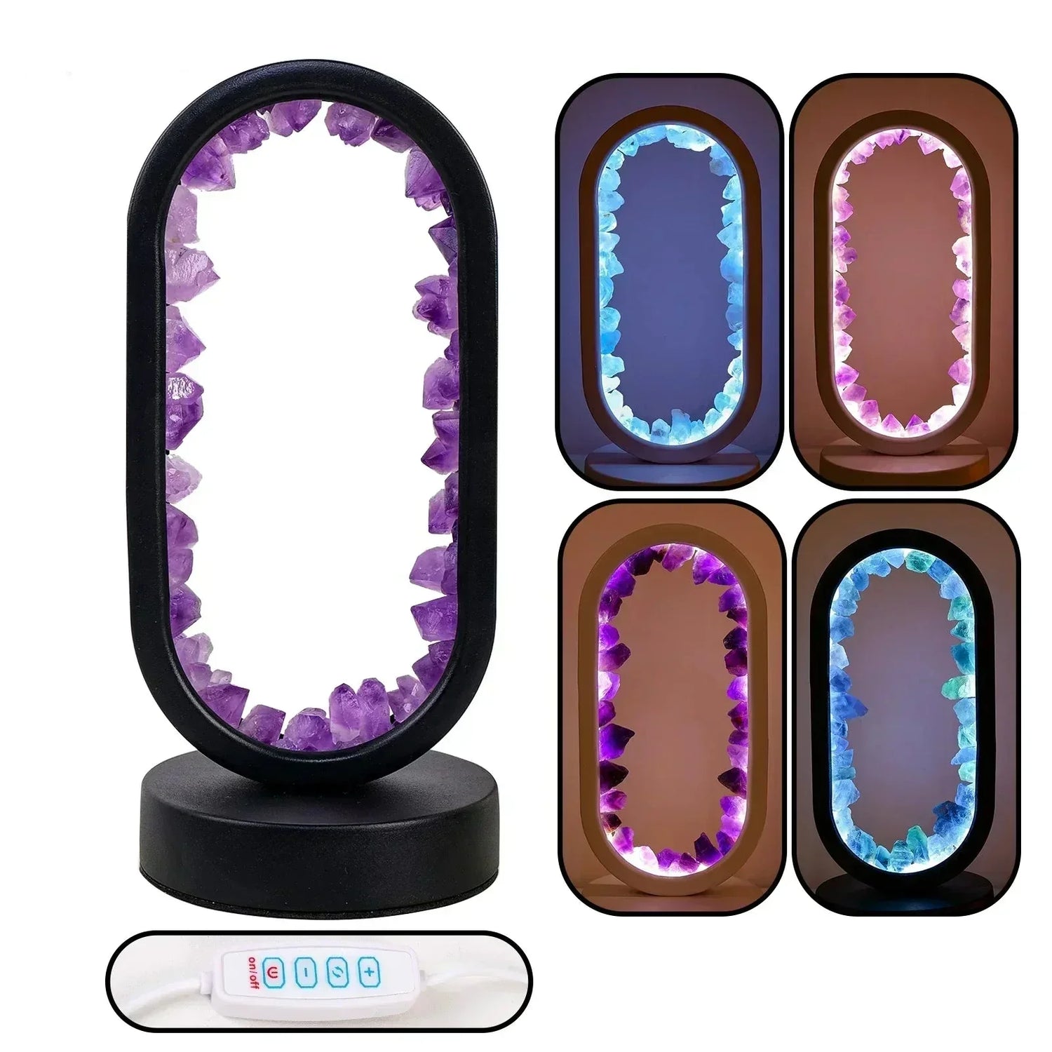 Amethyst Table Lamp  Crystal LED Mirror Design - Product detail 16
