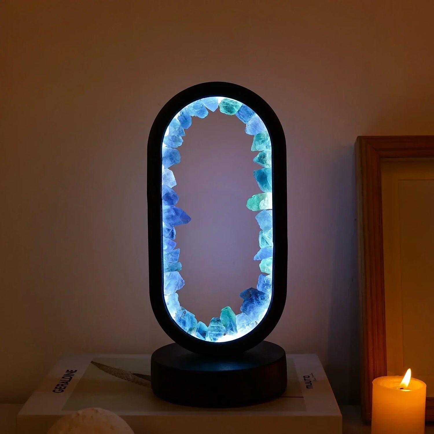 Amethyst Table Lamp  Crystal LED Mirror Design - Product example