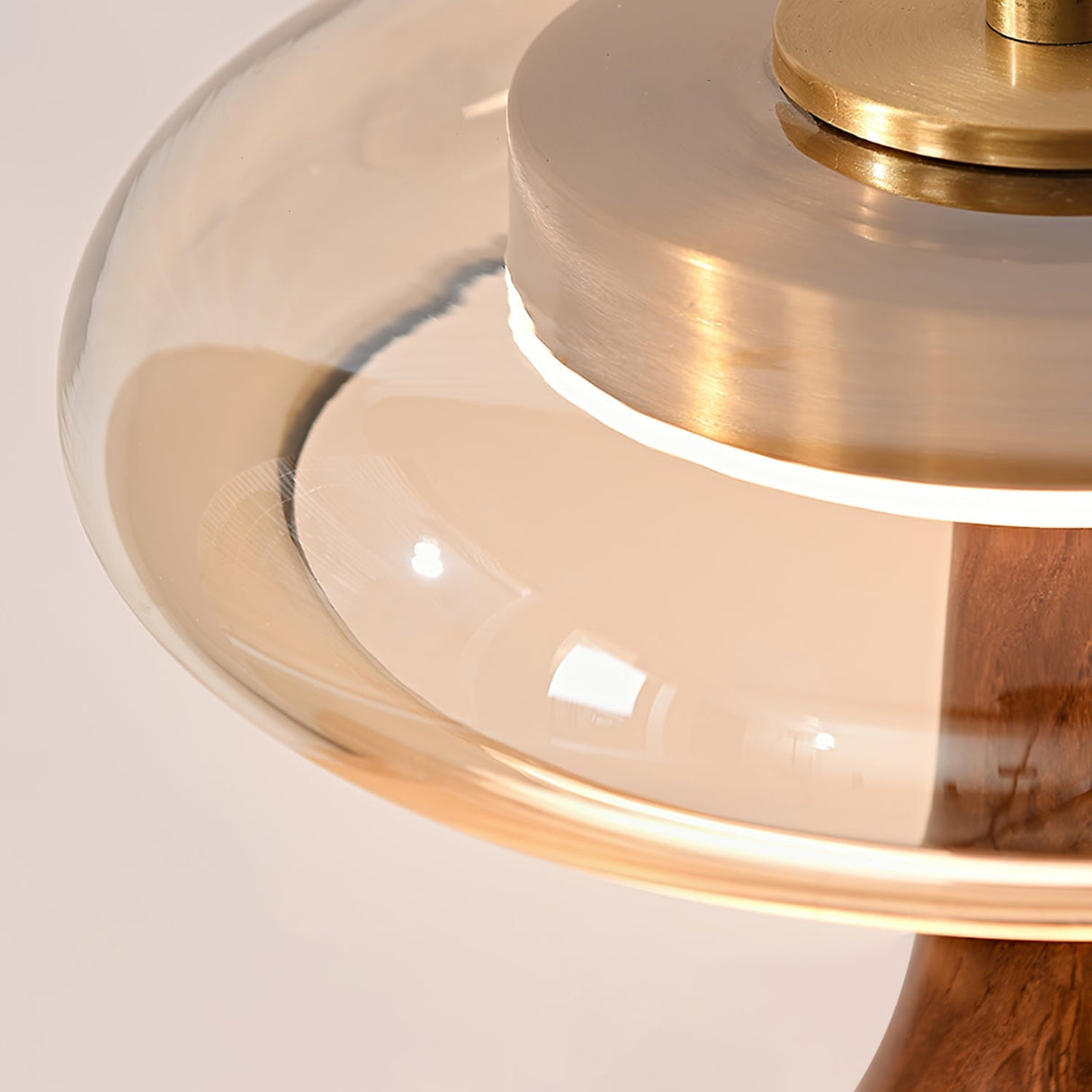 Modern LED Table Lamp Walnut Wood Base With Glass Shade - Product detail 13