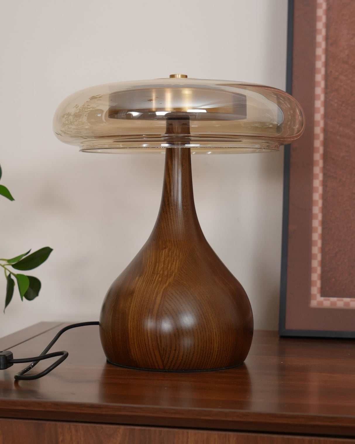 Modern LED Table Lamp Walnut Wood Base With Glass Shade - Product detail 34
